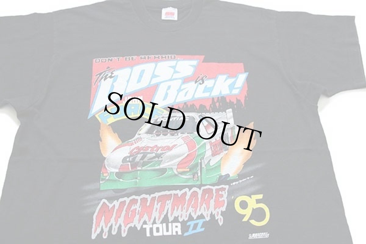 画像1: 90s USA製 The Boss is Back! JOHN FORCE NIGHTMARE TOUR 2 ドラッグレース 両面プリント コットンTシャツ 黒 XL (1)