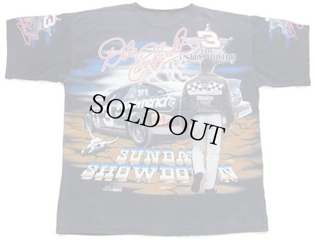 画像3: 90s NASCAR 700 CHARGING HORSES Dale Earnhardt 全面プリント コットンTシャツ カスタム 炭黒 (3)
