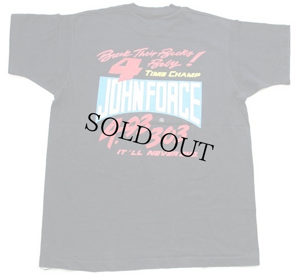 画像3: 90s USA製 The Boss is Back! JOHN FORCE NIGHTMARE TOUR 2 ドラッグレース 両面プリント コットンTシャツ 黒 XL (3)