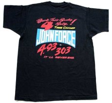 画像3: 90s USA製 The Boss is Back! JOHN FORCE NIGHTMARE TOUR 2 ドラッグレース 両面プリント コットンTシャツ 黒 XL (3)