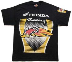 画像2: 00s HONDA Racing ホンダ ウッディー ウッドペッカー コットンTシャツ 黒 ボロ L (2)