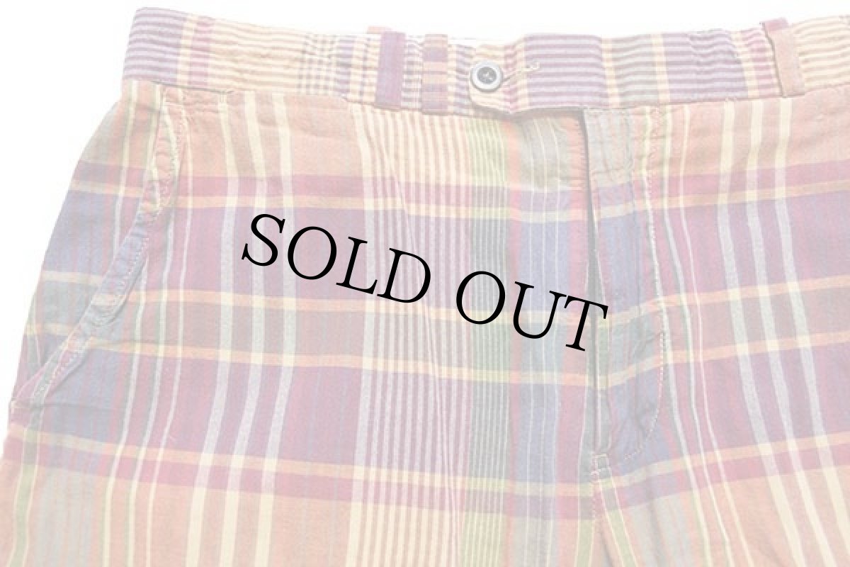 画像3: ポロ ラルフローレン シンチバック マドラスチェック コットン ショートパンツ 32★ショーツ (3)