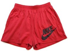 画像1: 90s USA製 NIKEナイキ ビッグロゴ コットン トレーニングショーツ 赤 XL★ショートパンツ (1)