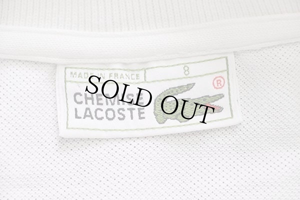 画像4: 70s フランス製 CHEMISE LACOSTEラコステ ワンポイント コットン 鹿の子 ポロシャツ 白 8 (4)
