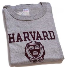 画像1: デッドストック★80s USA製 Championチャンピオン HARVARD 五段 染み込みプリント 88/12 Tシャツ 杢グレー XL (1)