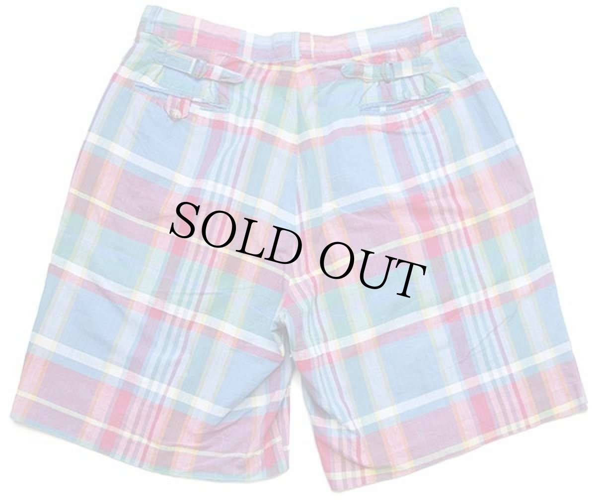 画像2: 90s イタリア製 ポロ ラルフローレン ツータック マドラスチェック コットン ショートパンツ 36★ショーツ (2)