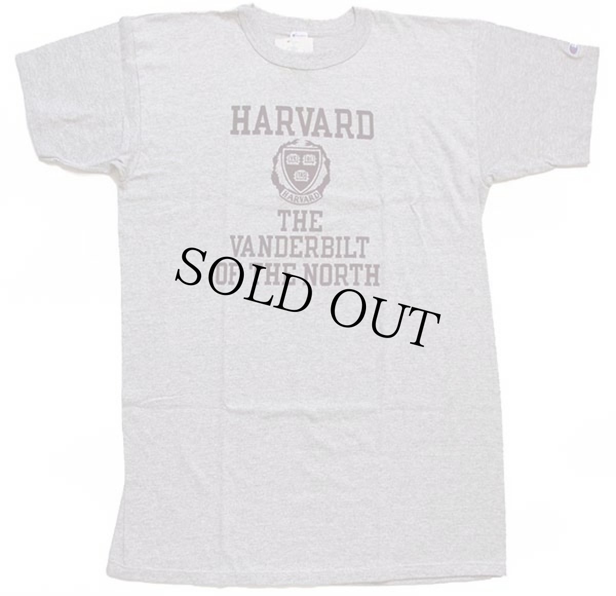 画像2: デッドストック★80s USA製 Championチャンピオン HARVARD 五段 染み込みプリント 88/12 Tシャツ 杢グレー XL (2)