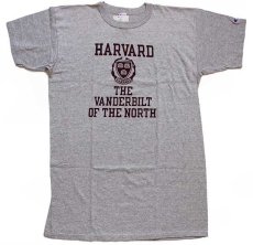 画像2: デッドストック★80s USA製 Championチャンピオン HARVARD 五段 染み込みプリント 88/12 Tシャツ 杢グレー XL (2)