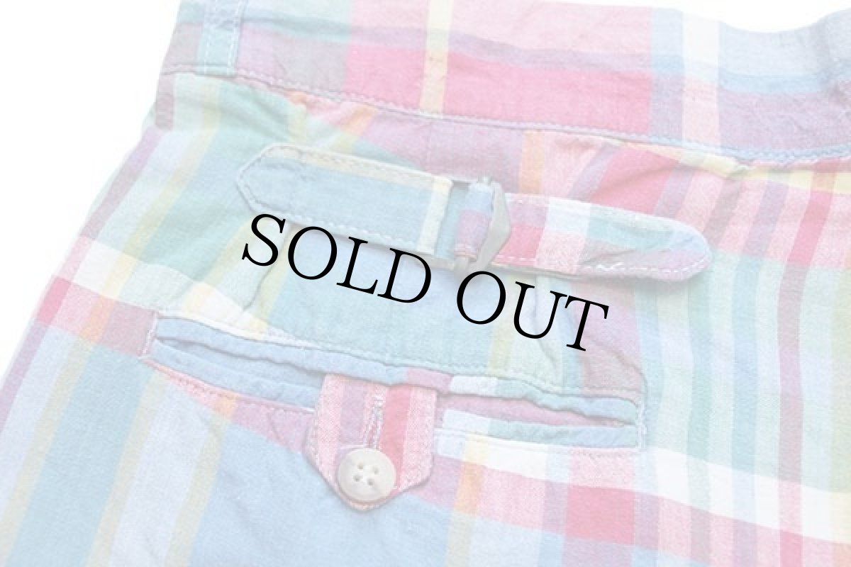 画像4: 90s イタリア製 ポロ ラルフローレン ツータック マドラスチェック コットン ショートパンツ 36★ショーツ (4)