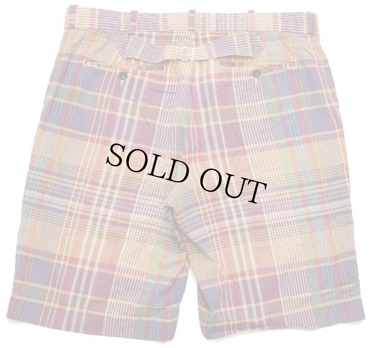 画像2: ポロ ラルフローレン シンチバック マドラスチェック コットン ショートパンツ 32★ショーツ (2)