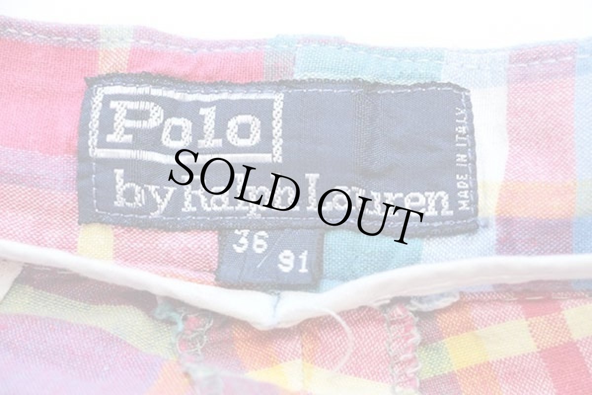 画像5: 90s イタリア製 ポロ ラルフローレン ツータック マドラスチェック コットン ショートパンツ 36★ショーツ (5)