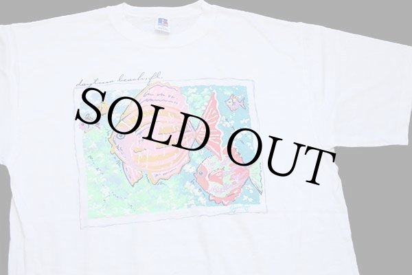 90s USA製 RUSSELLラッセル daytona beach 熱帯魚 発泡プリント