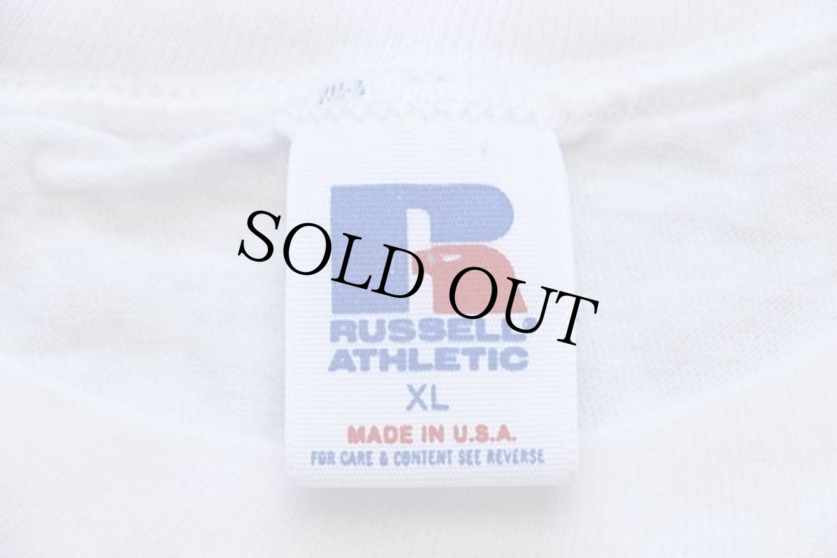 画像4: 90s USA製 RUSSELLラッセル daytona beach 熱帯魚 発泡プリント アート コットンTシャツ 白 XL (4)