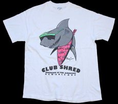 画像2: 90s USA製 Hanes CLUB SHRED サメ コットンTシャツ 白 L (2)