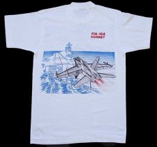 画像3: 90s USA製 NAVAL AVIATION MUSEUM,PENSACOLA,FLORIDA F/A-18A HORNET 戦闘機 両面プリント Tシャツ 白 M (3)