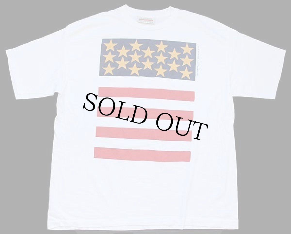 画像2: 90s USA製 OLD SCHOOL 星条旗 アート コットンTシャツ 白 XXL★特大 (2)