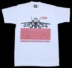 画像2: 90s USA製 NAVAL AVIATION MUSEUM,PENSACOLA,FLORIDA F/A-18A HORNET 戦闘機 両面プリント Tシャツ 白 M (2)