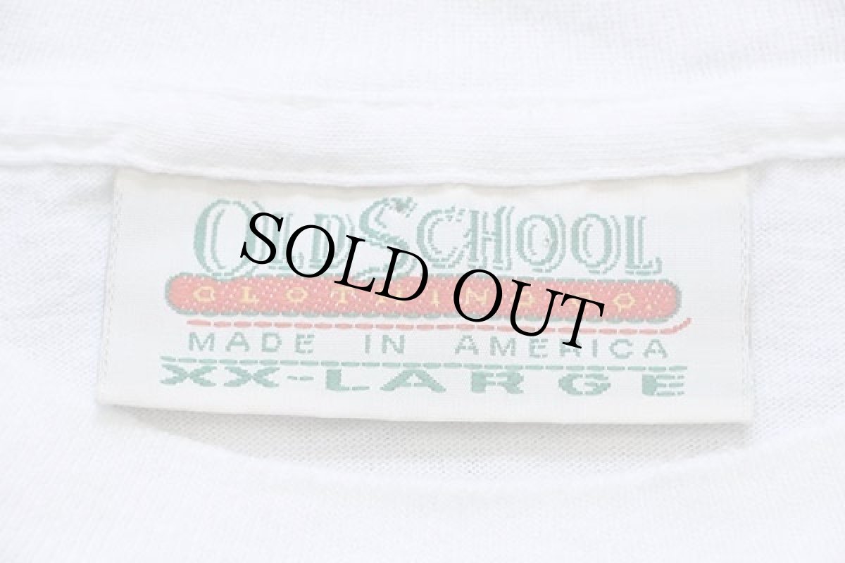 画像4: 90s USA製 OLD SCHOOL 星条旗 アート コットンTシャツ 白 XXL★特大 (4)