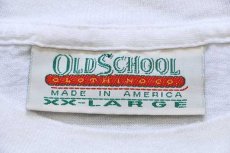 画像4: 90s USA製 OLD SCHOOL 星条旗 アート コットンTシャツ 白 XXL★特大 (4)