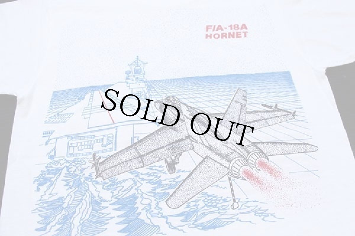 画像4: 90s USA製 NAVAL AVIATION MUSEUM,PENSACOLA,FLORIDA F/A-18A HORNET 戦闘機 両面プリント Tシャツ 白 M (4)
