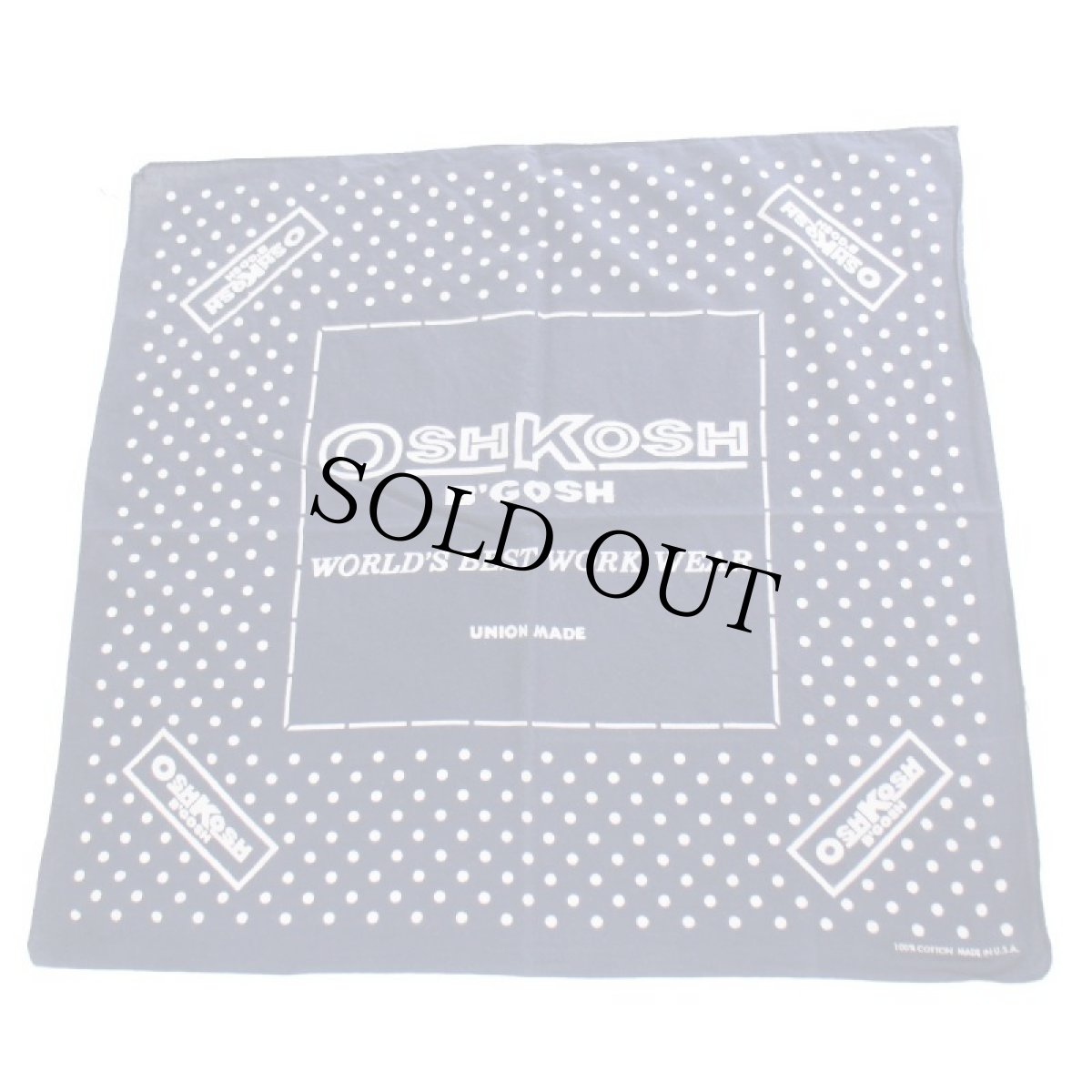 画像1: 80s USA製 OSHKOSH B'GOSH ドット柄 コットン バンダナ 紺 (1)