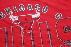 画像5: 90s USA製 Championチャンピオン NBA CHICAGO BULLS シカゴ ブルズ コットンTシャツ 赤 フェード L (5)