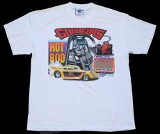 画像2: 90s USA製 Leeリー GOODGUYS HOTROD Nostalgia DRAGS SERIES ドラッグレース 両面プリント コットンTシャツ 白 L (2)