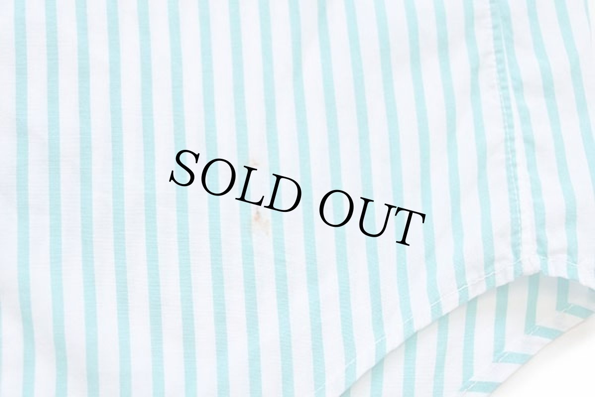 画像6: 80s USA製 Brooks Brothersブルックスブラザーズ Makers ストライプ ボタンダウン 半袖 コットンシャツ ターコイズ×白 15 (6)