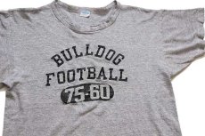 画像1: 70s USA製 Championチャンピオン BULLDOG FOOTBALL 75-60 三段中抜き 88/12 Tシャツ 杢グレー L (1)