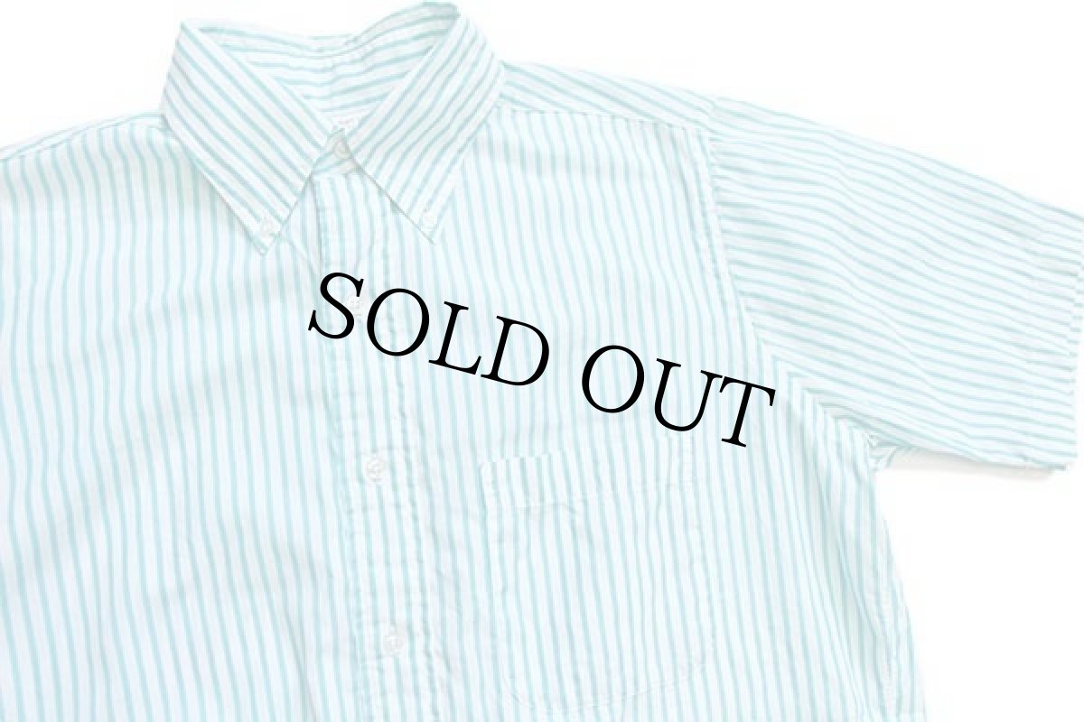 画像3: 80s USA製 Brooks Brothersブルックスブラザーズ Makers ストライプ ボタンダウン 半袖 コットンシャツ ターコイズ×白 15 (3)