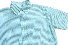 画像3: 80s USA製 Brooks Brothersブルックスブラザーズ Makers ストライプ ボタンダウン 半袖 コットンシャツ ターコイズ×白 15 (3)