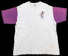 画像2: 90s USA製 FREEZE Warner Bros キャラクター 刺繍 ツートン コットンTシャツ オートミール×紫 (2)