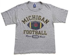 画像2: 90s Championチャンピオン MICHIGAN FOOTBALL Rose Bowl アメフト 四段プリント Tシャツ 杢グレー S (2)