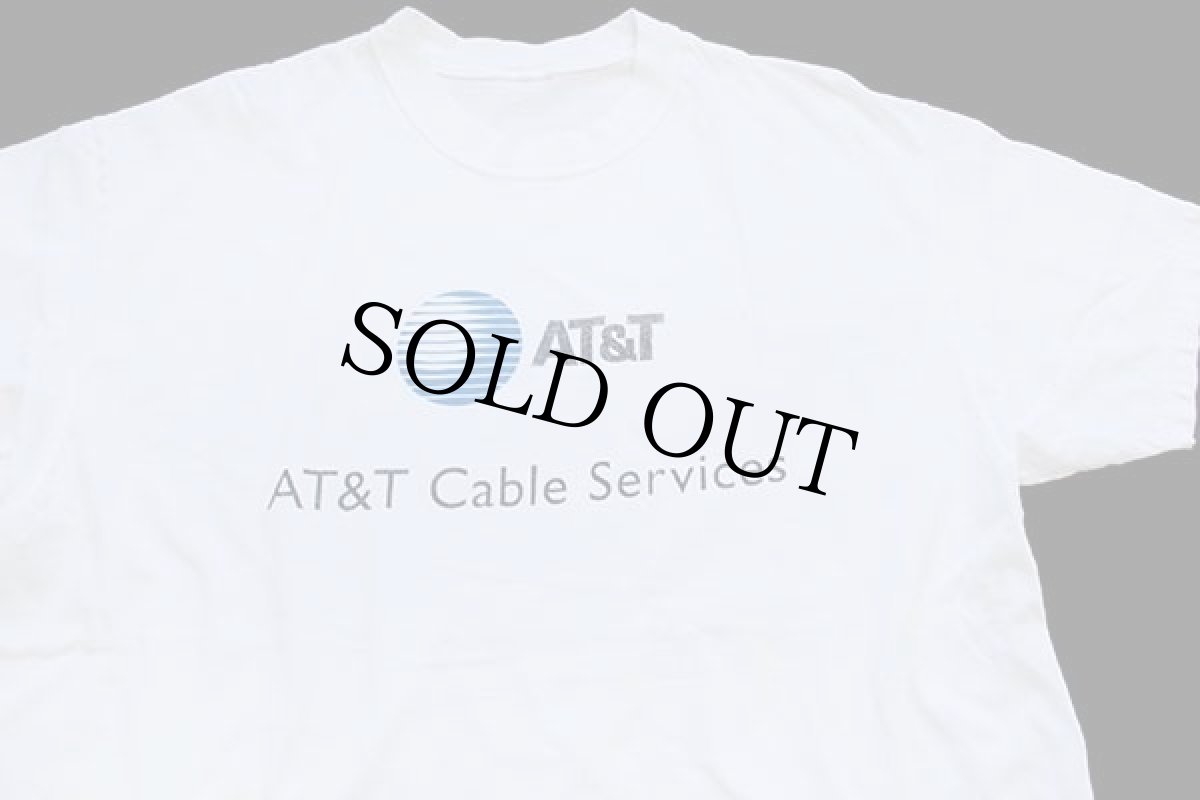 画像1: 00s AT&T Cable Services ロゴ コットンTシャツ 白 (1)