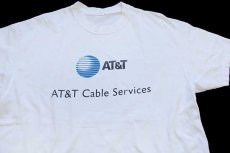 画像1: 00s AT&T Cable Services ロゴ コットンTシャツ 白 (1)