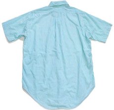 画像2: 80s USA製 Brooks Brothersブルックスブラザーズ Makers ストライプ ボタンダウン 半袖 コットンシャツ ターコイズ×白 15 (2)