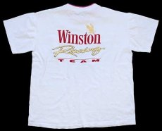 画像3: 90s USA製 Winston Racing TEAM 両面 染み込みプリント レイヤードネック コットン ポケットTシャツ 白 XL (3)