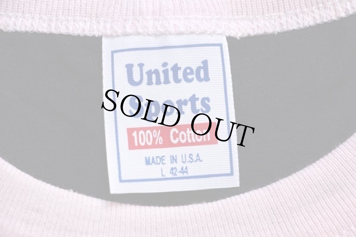 画像5: デッドストック★90s USA製 United Sports 無地 コットン リンガーTシャツ 黒×ピンク L★黒ピン (5)