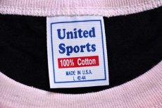 画像5: デッドストック★90s USA製 United Sports 無地 コットン リンガーTシャツ 黒×ピンク L★黒ピン (5)