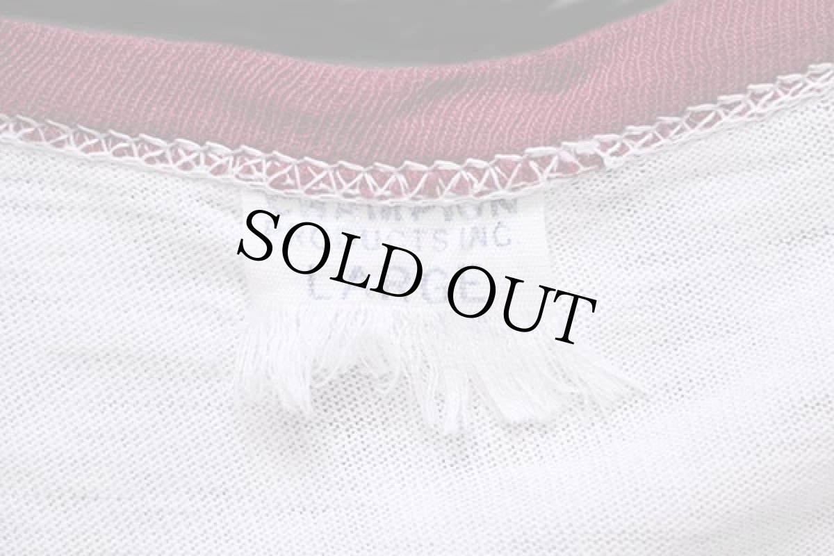 画像4: 60s CHAMPIONチャンピオン プロダクツ ST.GEORGE'S 染み込みプリント チョコチン リンガーTシャツ ボロ 白 L (4)