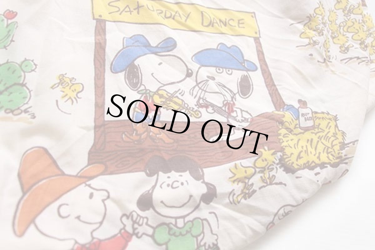 画像3: 70s USA製 スヌーピー カウボーイ柄 染み込みプリント フィットシーツ (3)