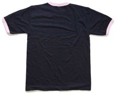 画像3: デッドストック★90s USA製 United Sports 無地 コットン リンガーTシャツ 黒×ピンク L★黒ピン (3)