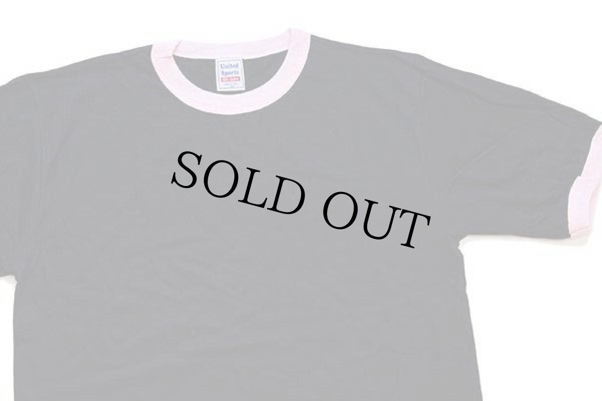 画像4: デッドストック★90s USA製 United Sports 無地 コットン リンガーTシャツ 黒×ピンク L★黒ピン (4)