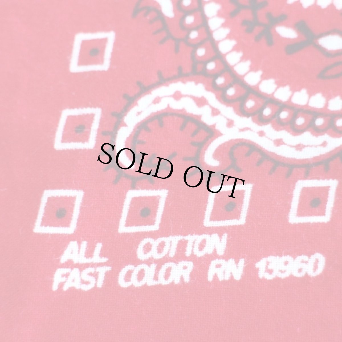 画像3: 60s FAST COLOR RN13960 ペイズリー柄 コットン バンダナ 赤★53 (3)