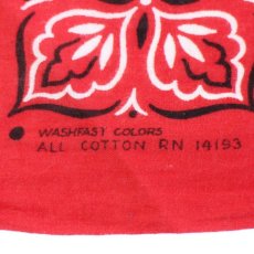 画像3: 60s WASHFAST COLORS RN14193 クローバー柄 コットン バンダナ 赤★78 (3)