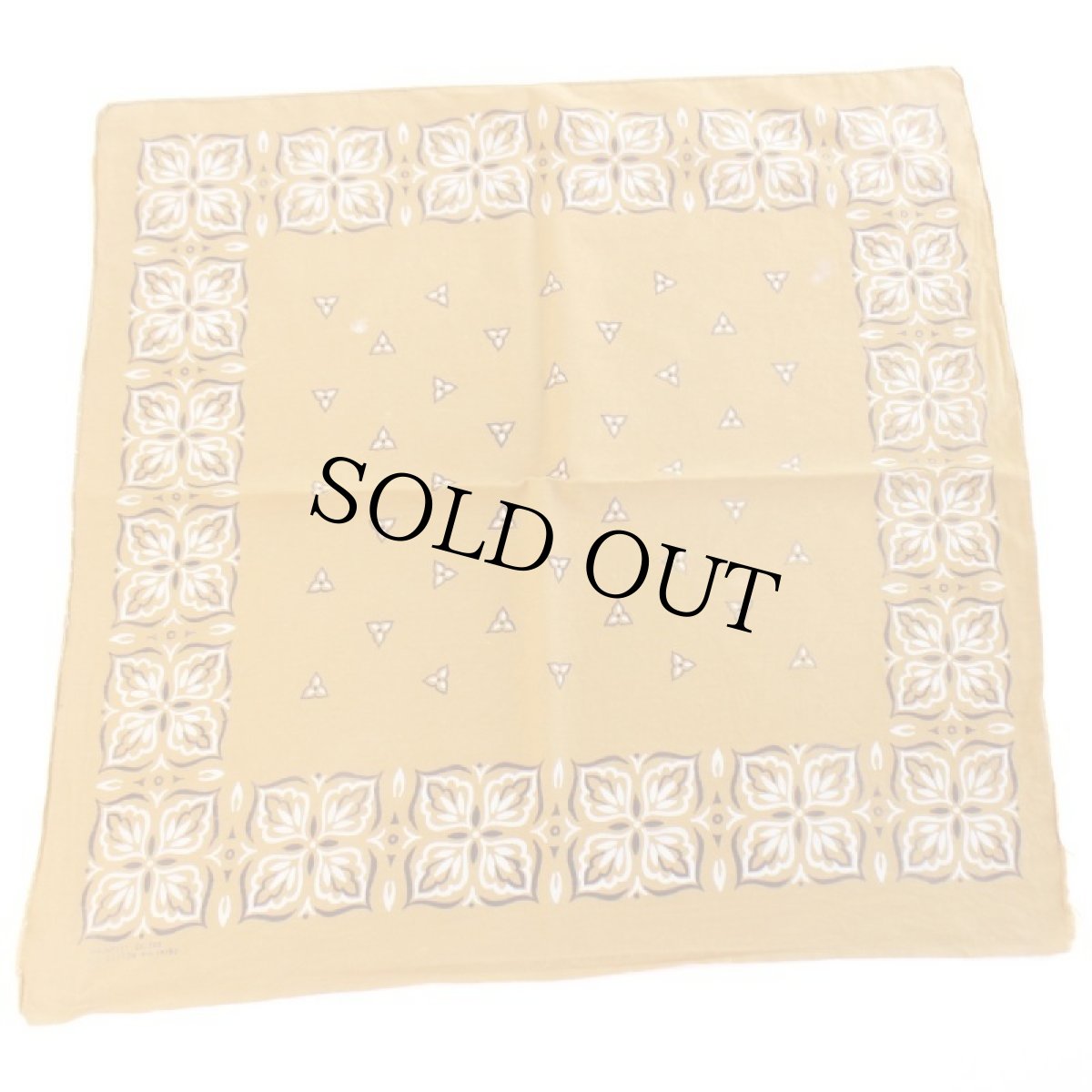 画像2: 60s WASHFAST COLORS RN14193 クローバー柄 コットン バンダナ 黄土色★106 (2)