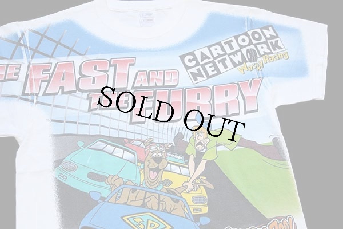 画像3: 00s THE FAST AND THE FURRY CARTOON NETWORK SCOOBY DOO! RACING スクービードゥー オールオーバープリント コットンTシャツ L (3)
