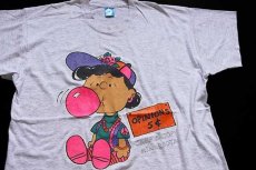 画像1: 90s USA製 CAMP SNOOPY MINNESOTA ルーシー 蛍光プリント Tシャツ 杢ライトグレー XL★スヌーピー (1)