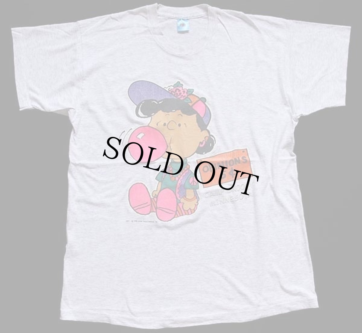 画像2: 90s USA製 CAMP SNOOPY MINNESOTA ルーシー 蛍光プリント Tシャツ 杢ライトグレー XL★スヌーピー (2)