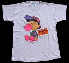 画像2: 90s USA製 CAMP SNOOPY MINNESOTA ルーシー 蛍光プリント Tシャツ 杢ライトグレー XL★スヌーピー (2)